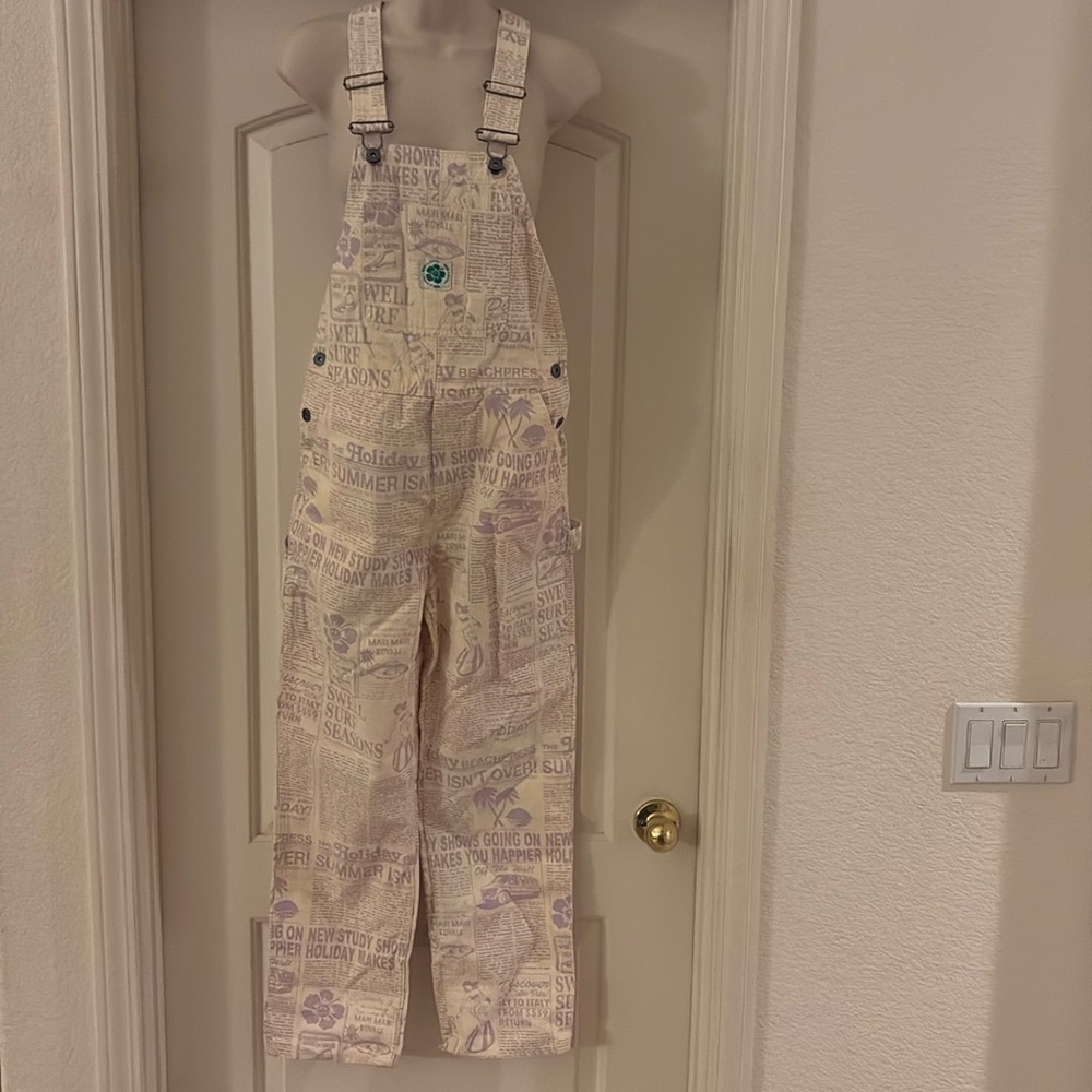 VAN’S Jeans Overalls Newspaper Purple‎ Cream Surfer